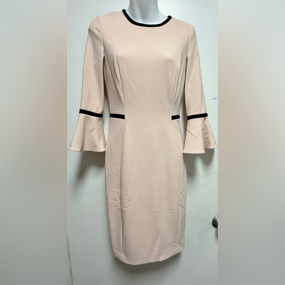 Calvin Klein Peach/Pink Sheath Dress with Bell Sleeves